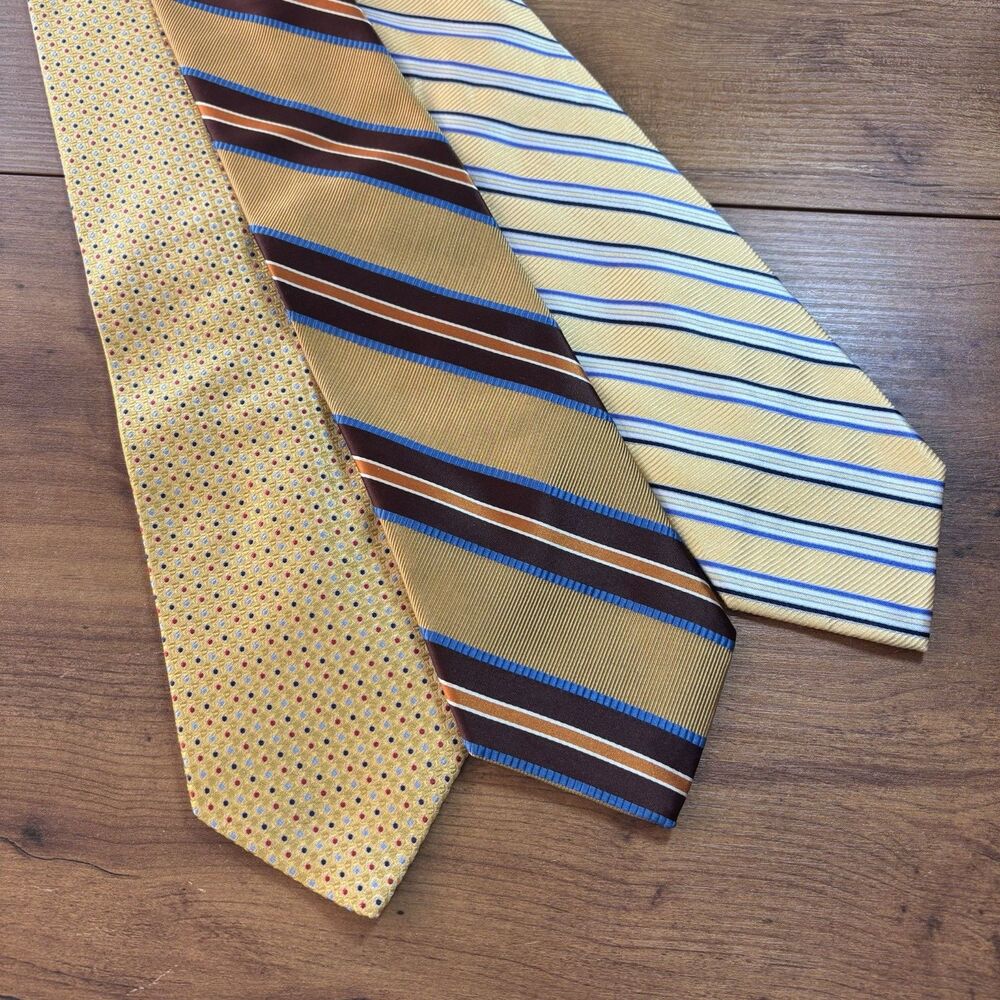 Jos A Bank  & JS Blank Cotswold Collection Mens Neck Ties Set of 3 Silk Yellow